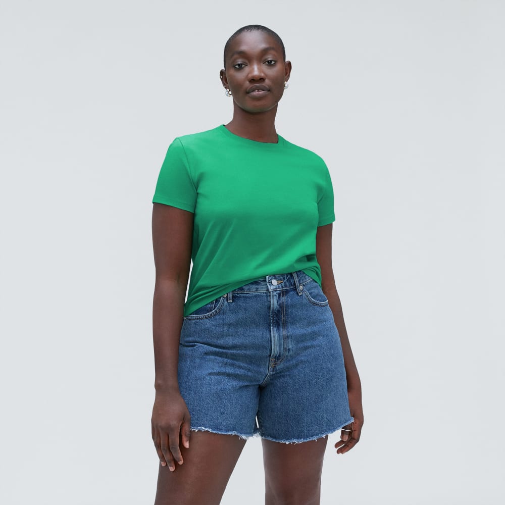 The Box-Cut Tee in Essential Cotton in Bright Jade — alternate view