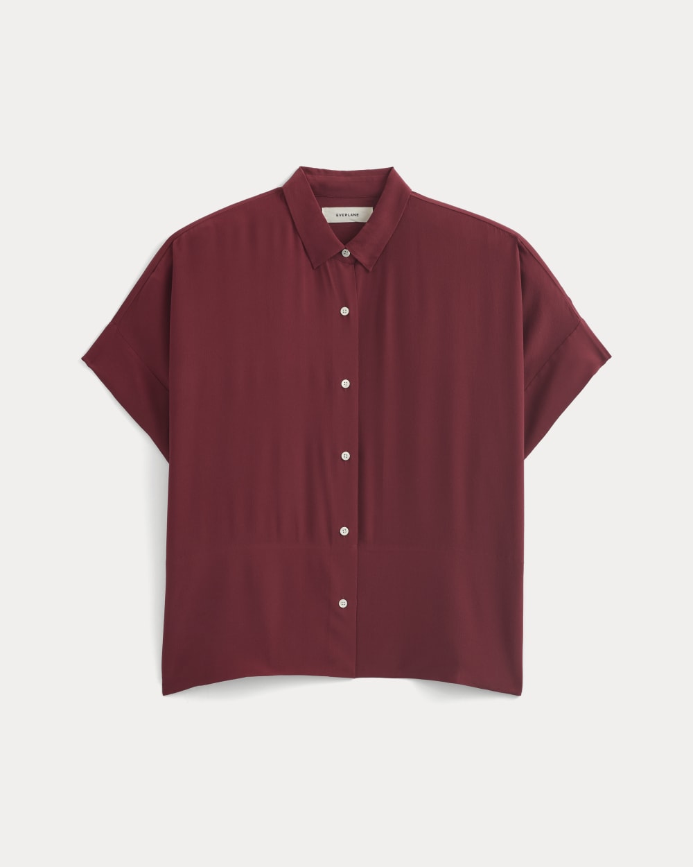 The Boxy Shirt in Washable Silk in Pomegranate — alternate view