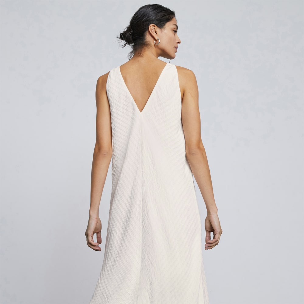 The City Stripe Midi Dress in Bone — detail view