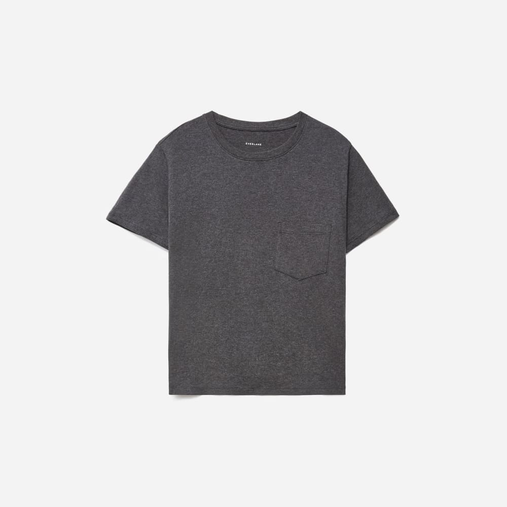 The Box-Cut Tee in Essential Cotton in Charcoal — front view