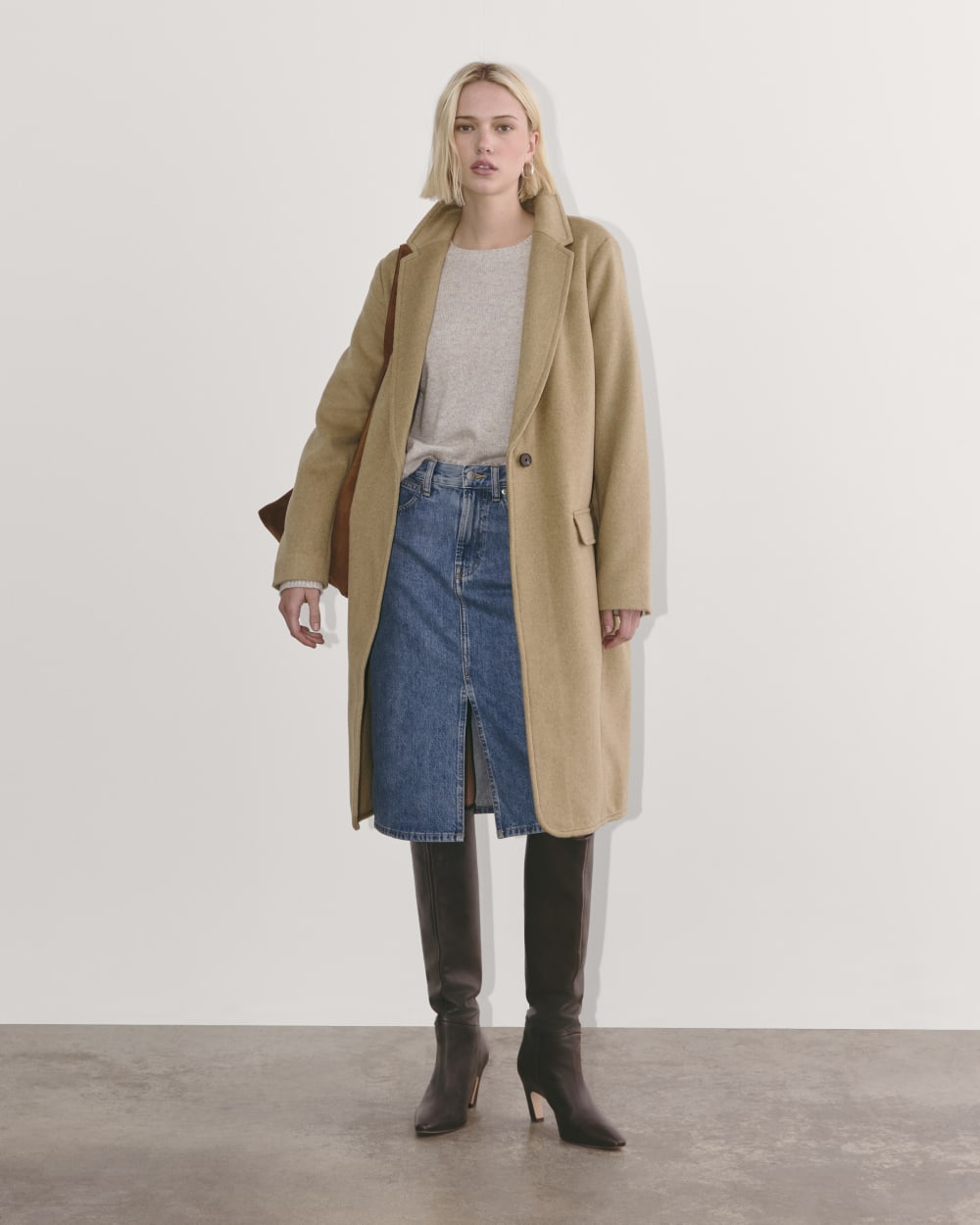 The Topcoat in Wool in Dark Heathered Camel — alternate view