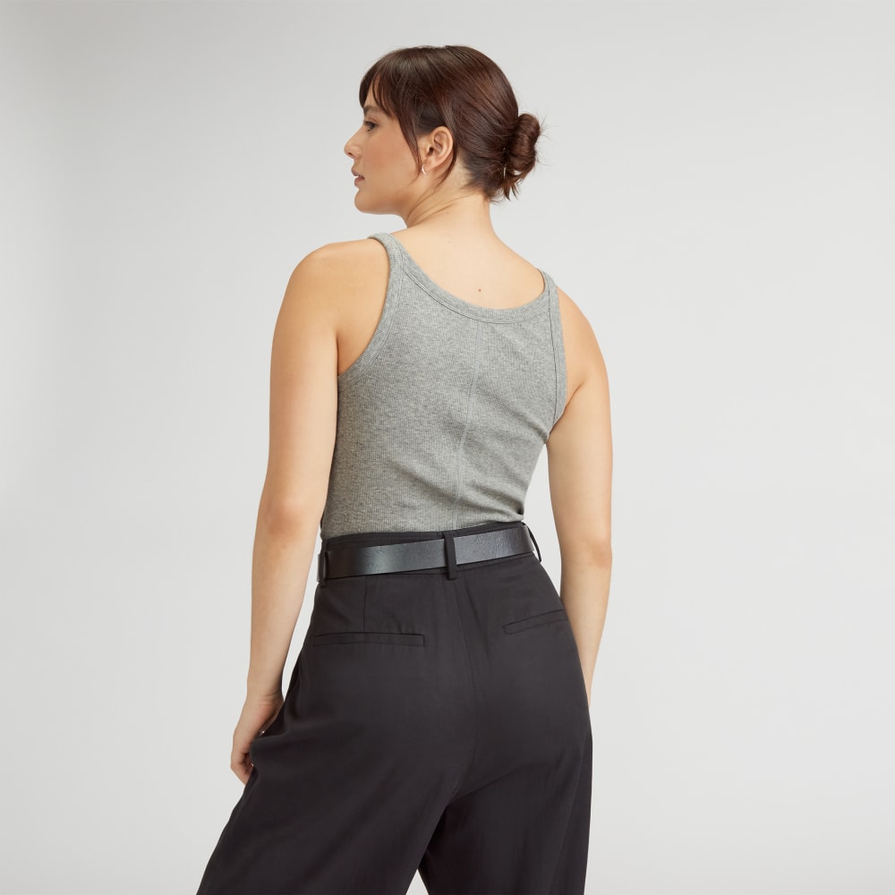 The Supima® Micro-Rib Cropped Tank in Heather Grey — detail view
