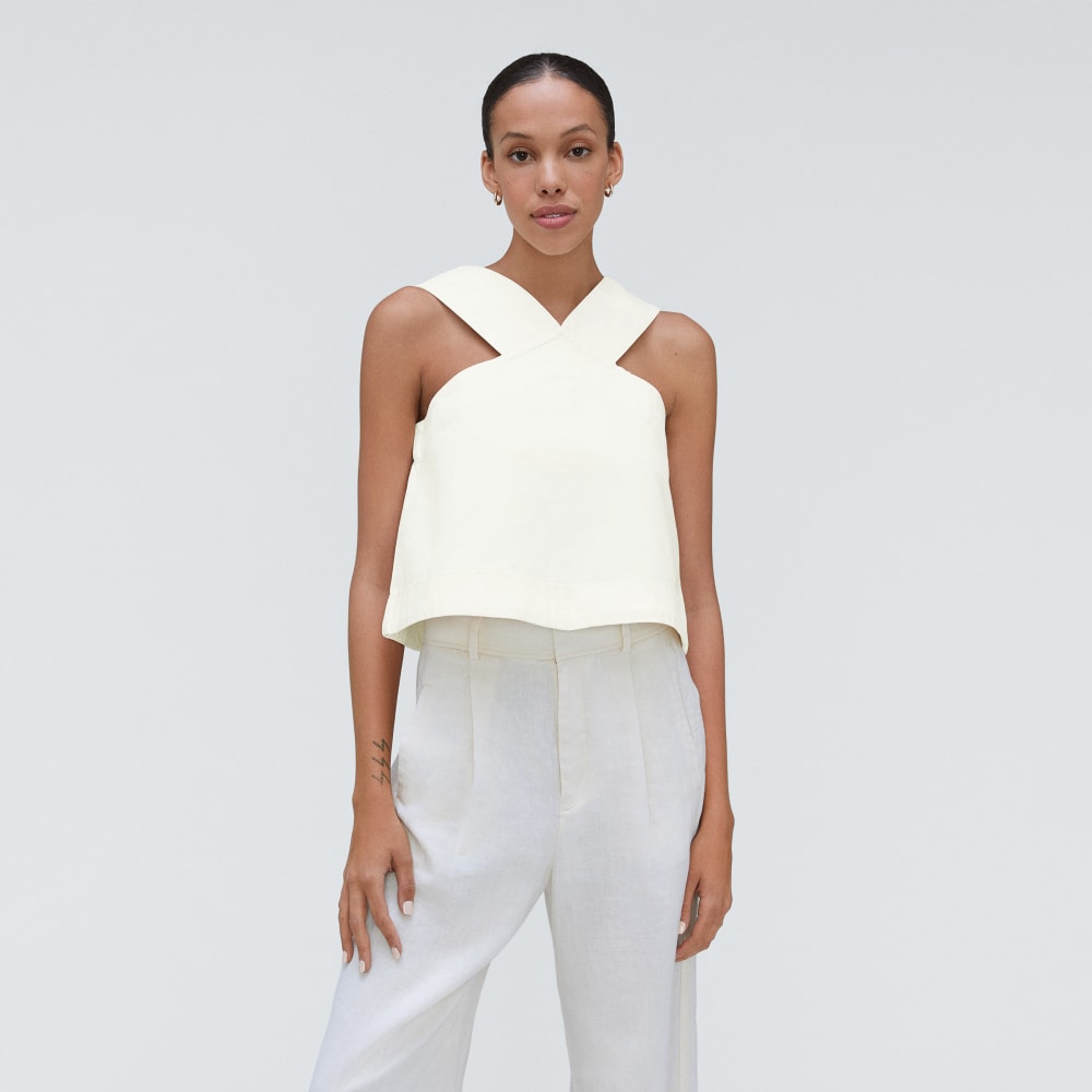 The Cross-Front Apron Top in Canvas — alternate view