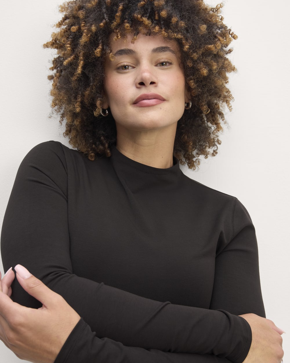 The Form Funnel-Neck Tee in Black — detail view