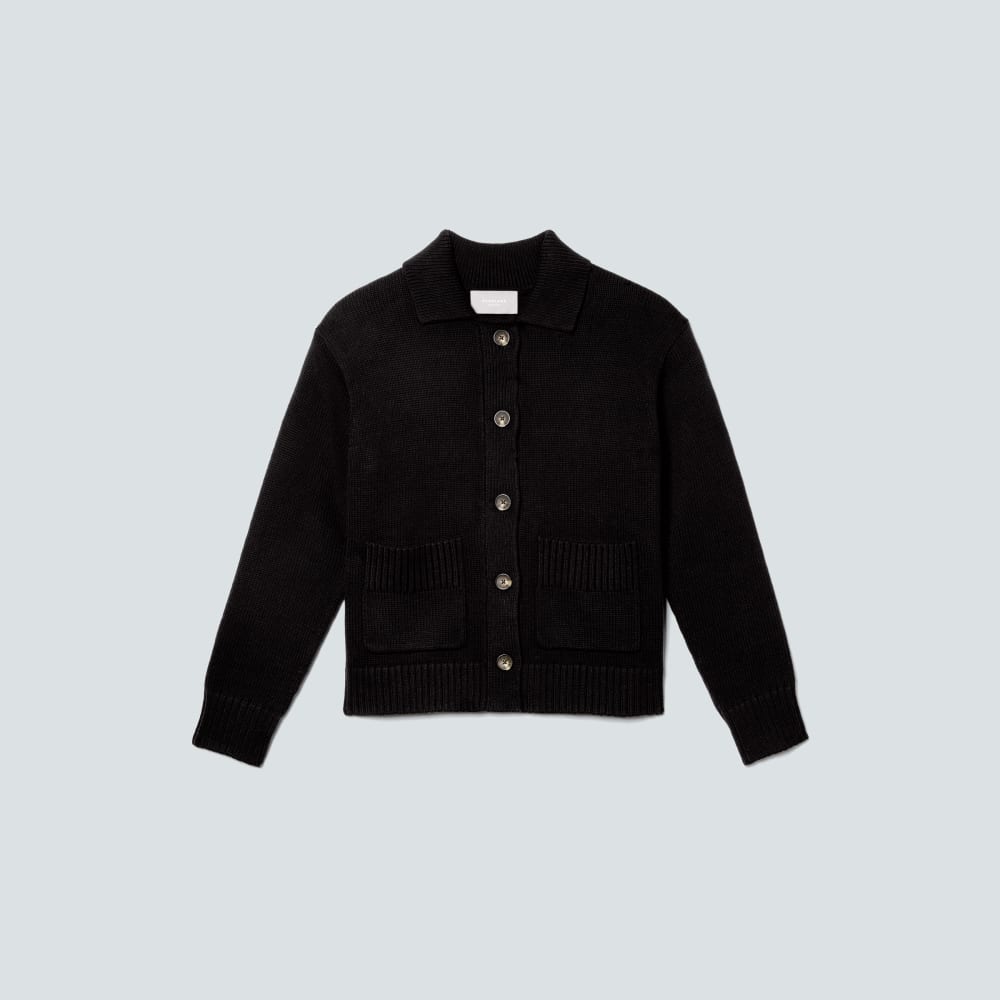 The Cotton Chore Sweater Jacket in Black — alternate view