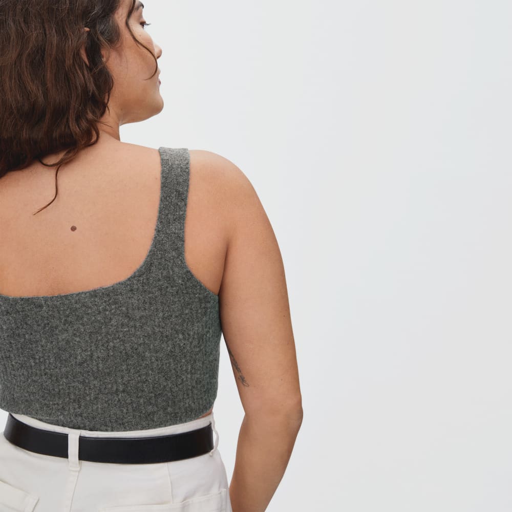The Cozy-Stretch Tank in Heathered Charcoal — detail view
