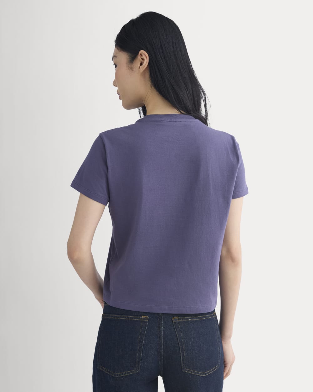 The Box-Cut Tee in Essential Cotton in Graystone — detail view