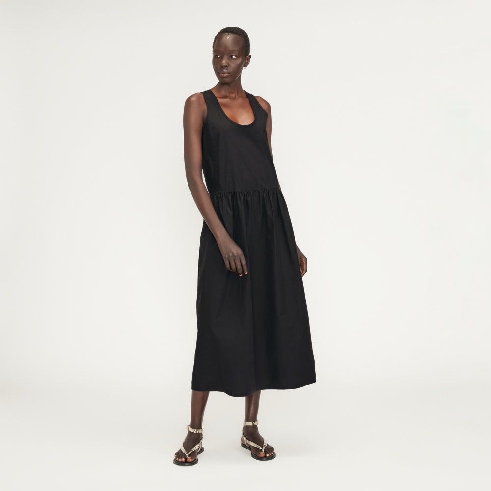 The Poplin Summer Dress in Black — front view