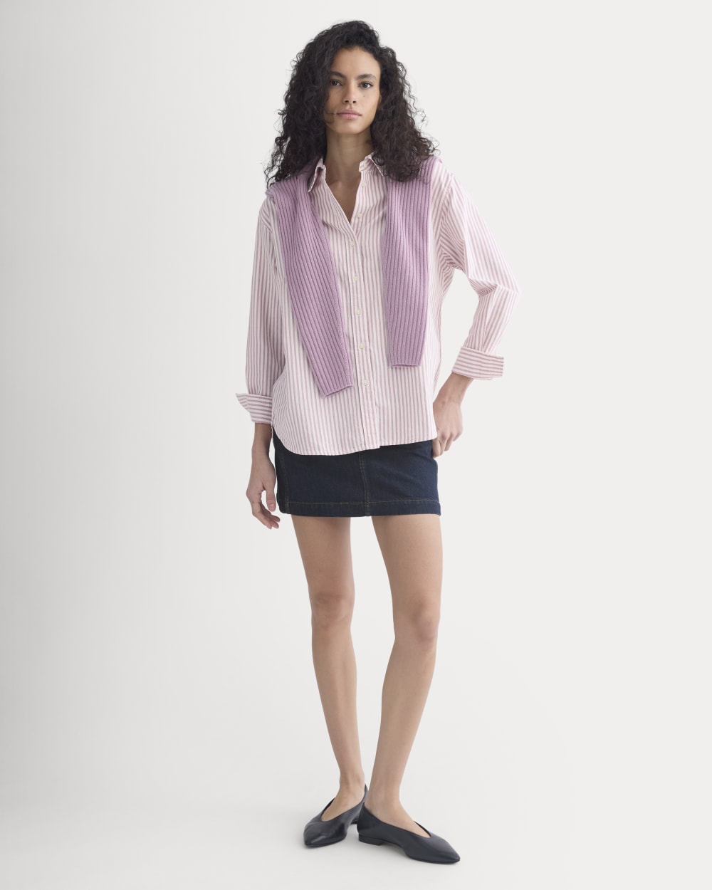 Everyday Oxford Shirt in Bone/Heather Rose — detail view