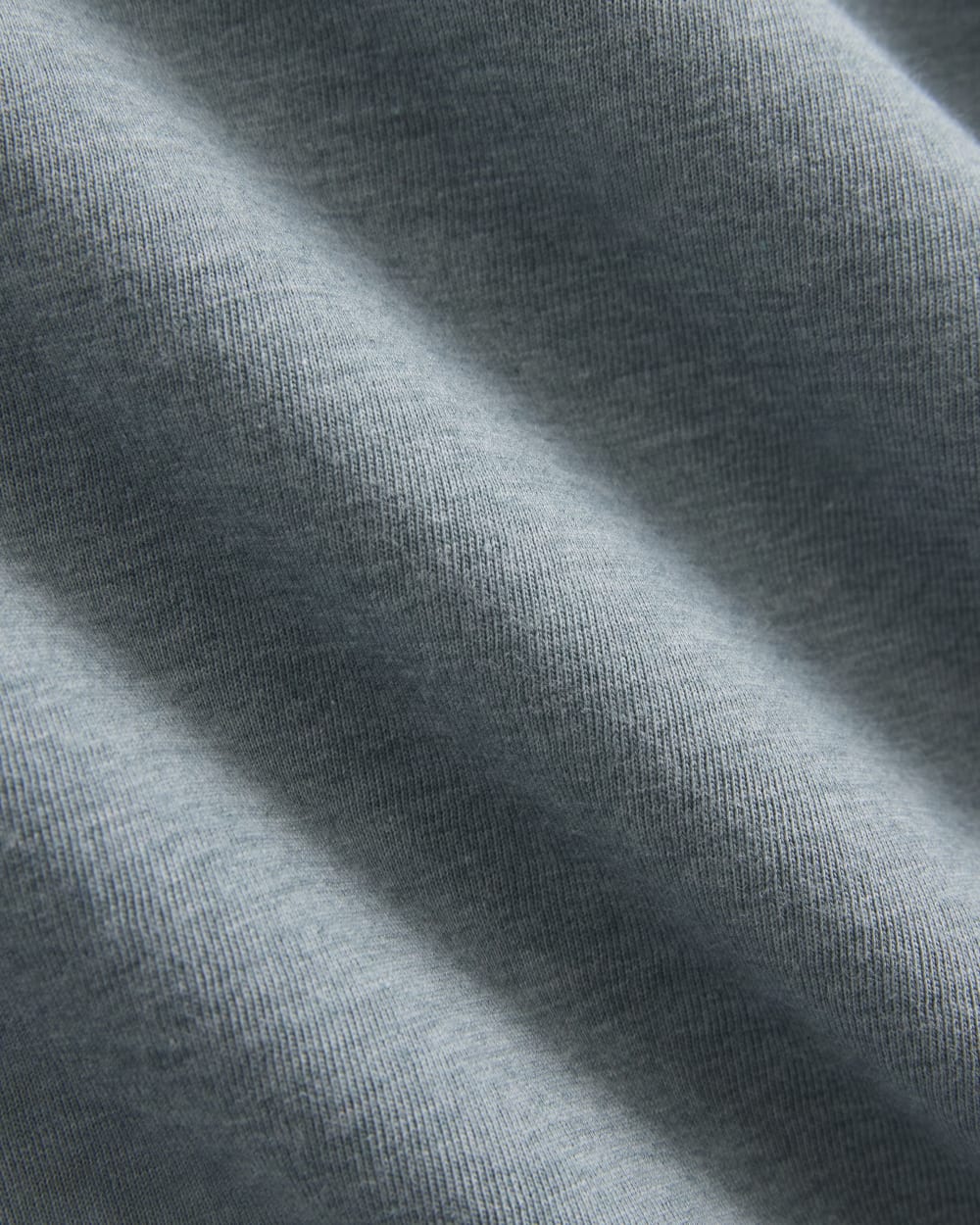 The Box-Cut Tee in Essential Cotton in Heathered Sea — detail view