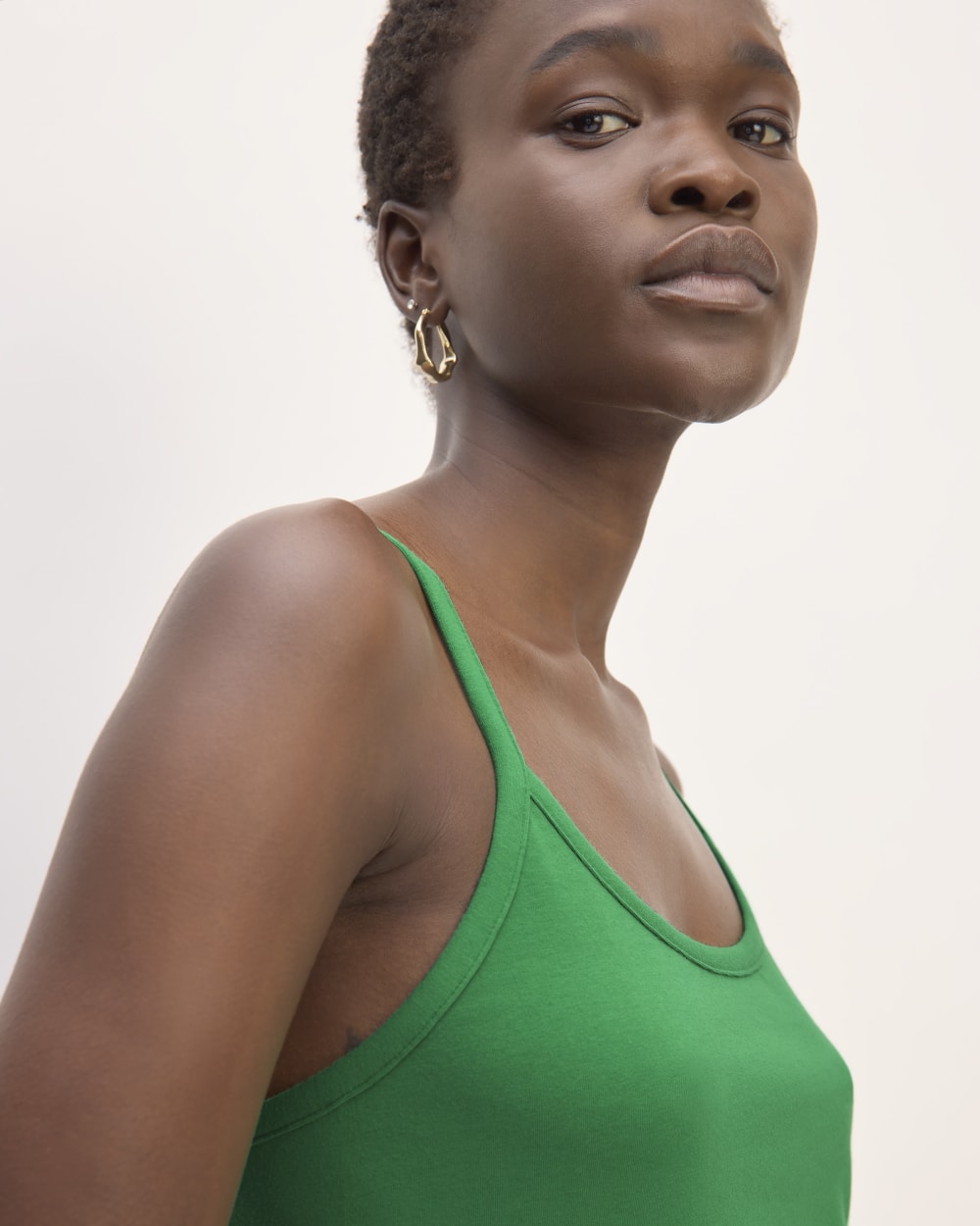The Supima® Form Spaghetti Strap Cami in Grass Green — detail view