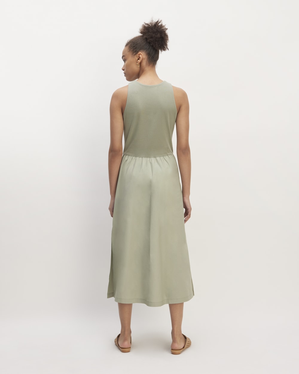 The Supima® High-Neck Riviera Dress in Sage Green — detail view