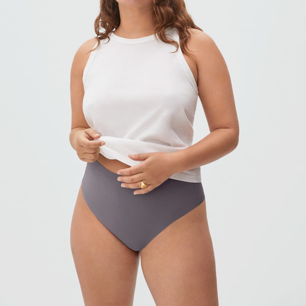 The Invisible High-Rise Thong in Plum Grey — detail view
