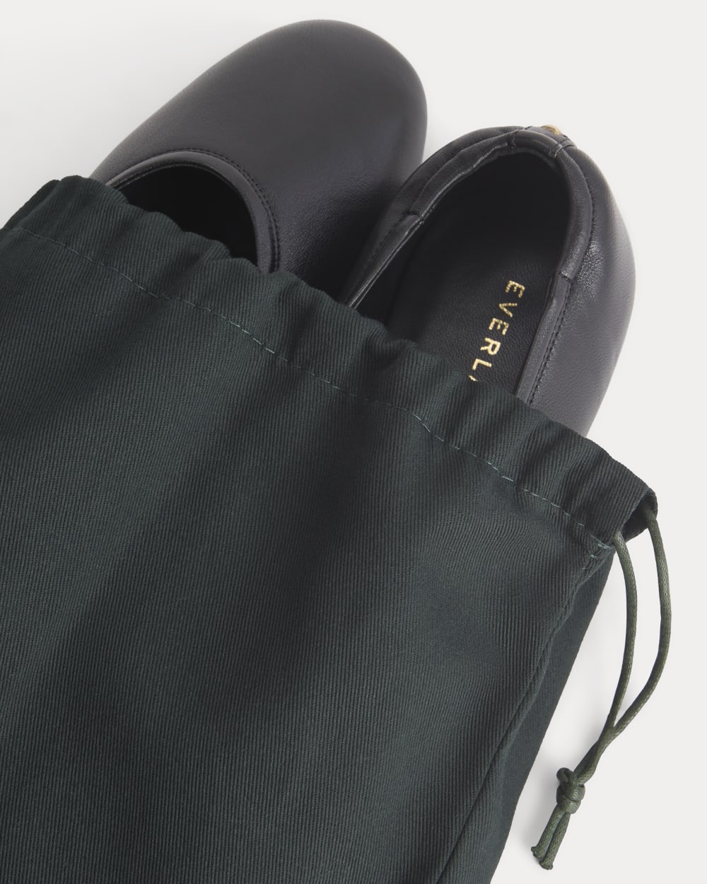Made in Italy Ballet Flat in Black Leather — detail view