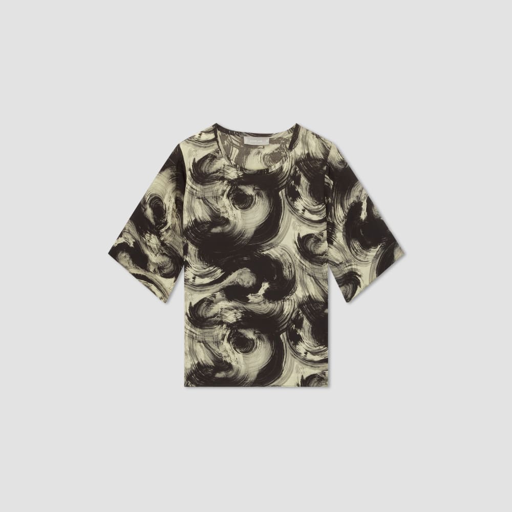 The Satin Relaxed Tee in Pale Yellow / Black — alternate view