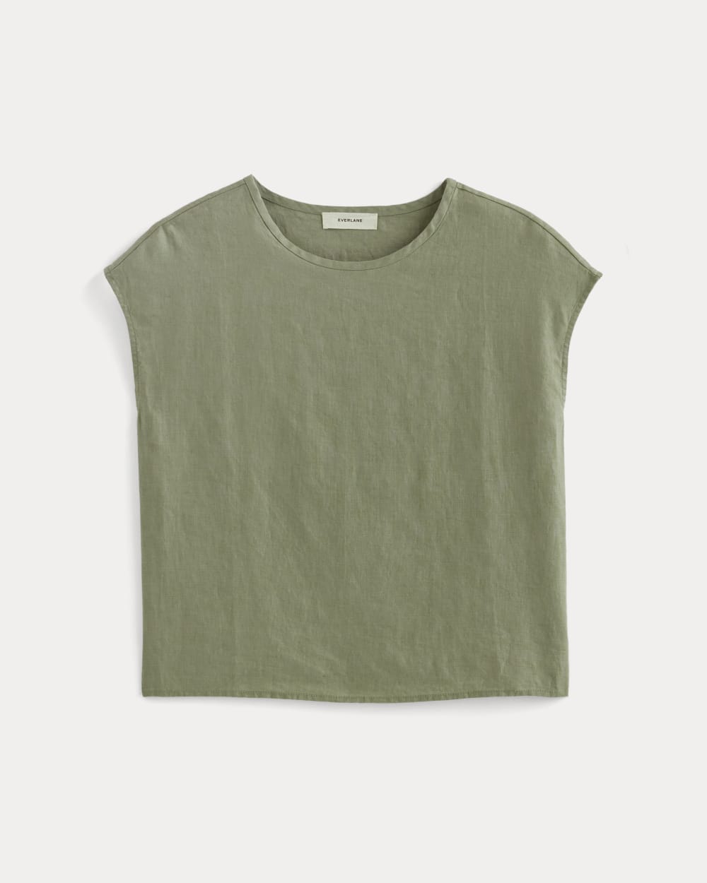 The Muscle Top in Linen in Sage Green — alternate view