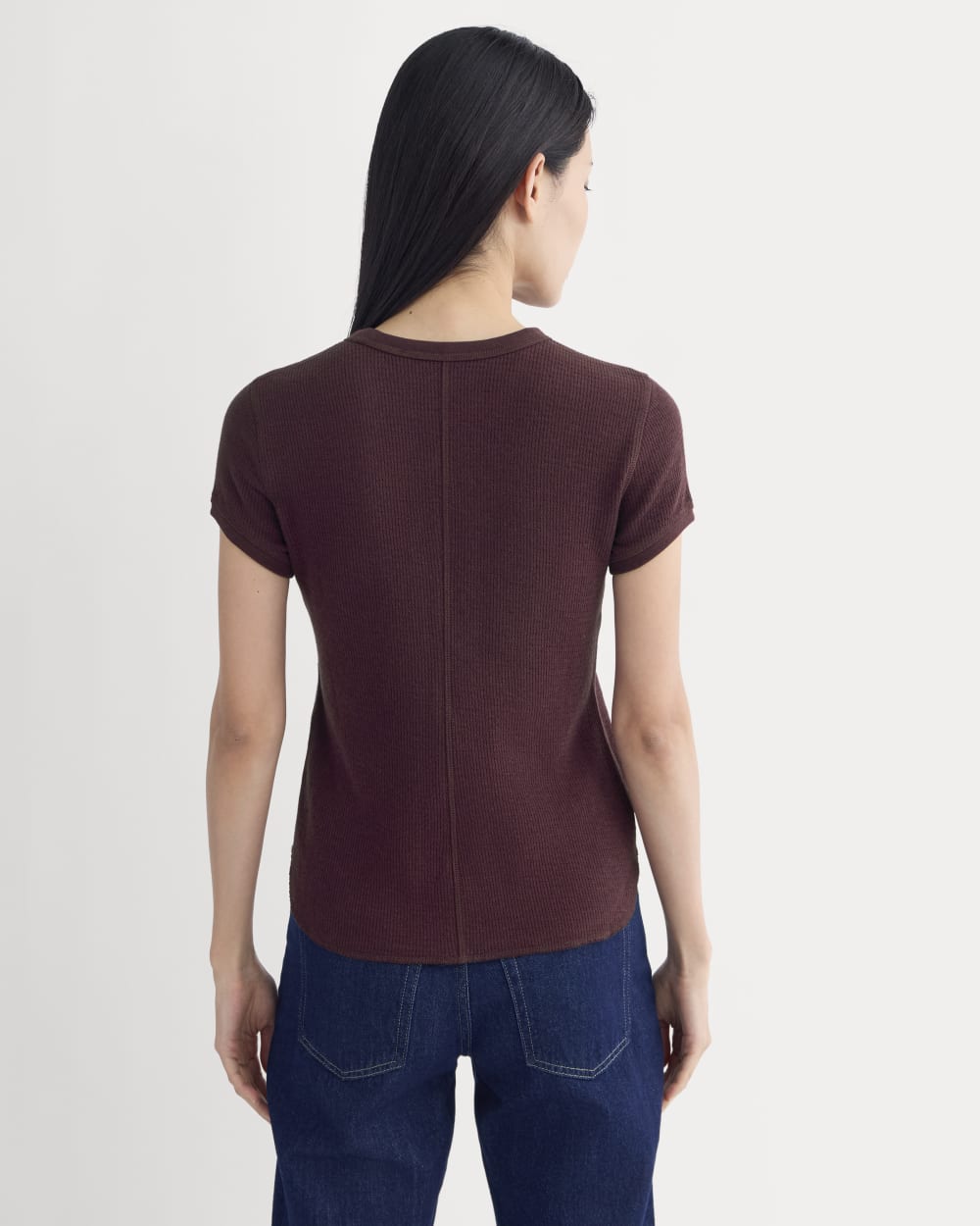 Shrunken Tee in Cozy Waffle in Heathered Port Royale — detail view