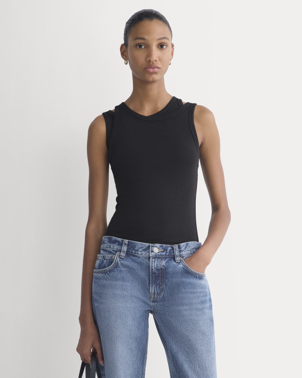 Tissue Layered Tank in Black — front view