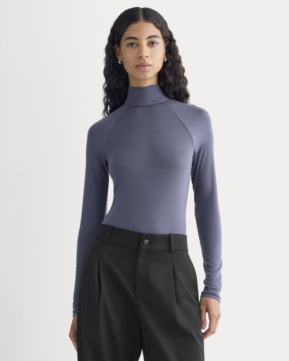 Tie-Neck Top in Butterluxe in Graystone — front view