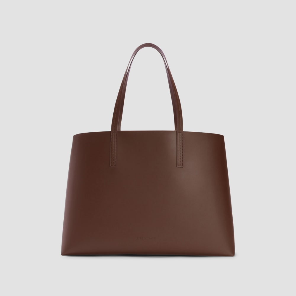 The New Day Market Tote in Chocolate — front view