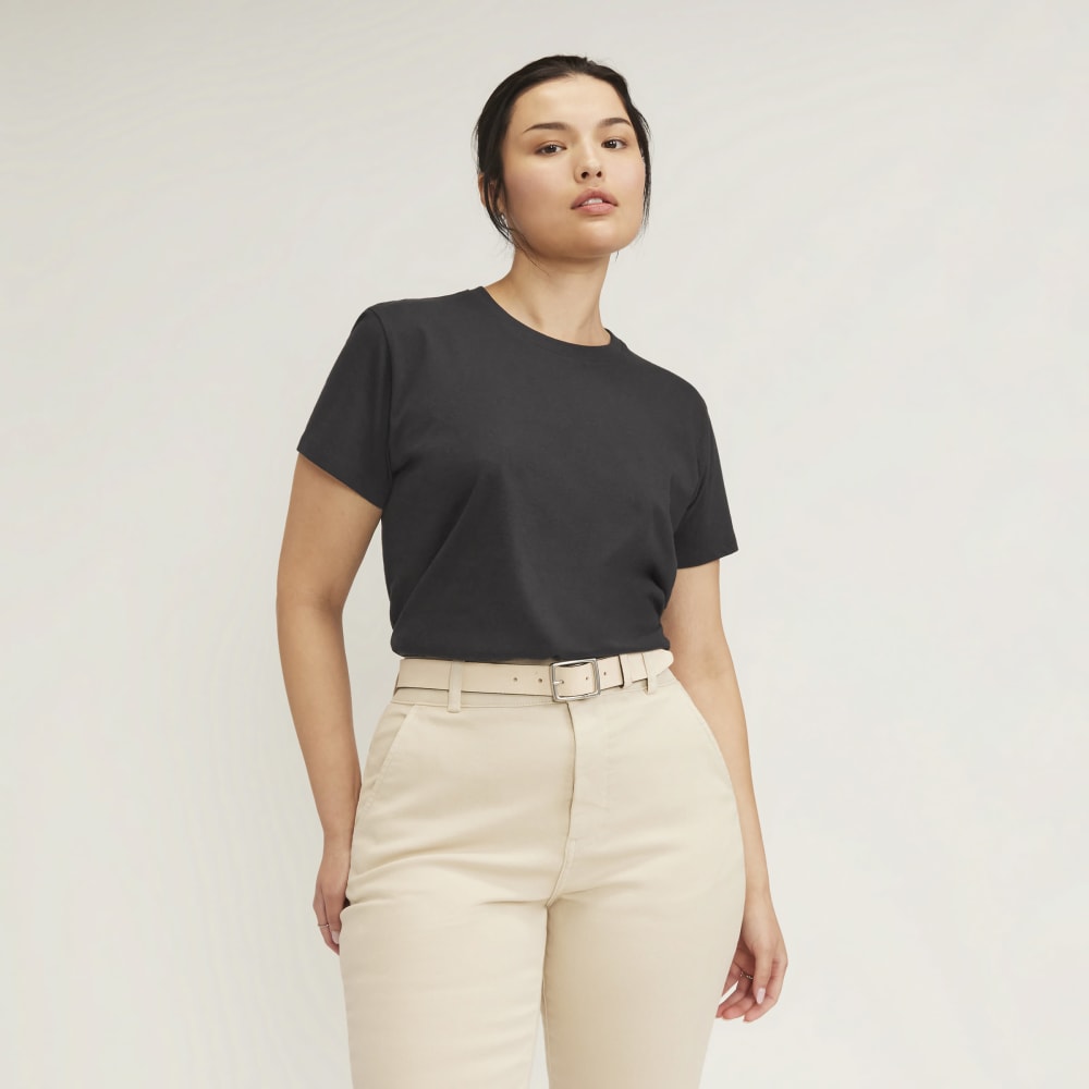 The Box-Cut Tee in Essential Cotton in Vintage Black — front view