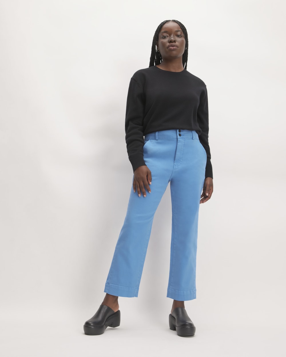 The Organic Straight-Leg Pant in Heritage Blue — front view