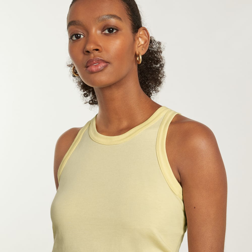 The Tank in Essential Cotton in Pastel Yellow — detail view
