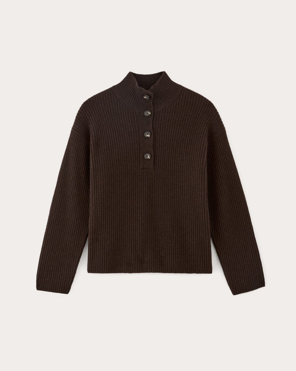 The Cocoon Henley in Wool Cashmere in Americano — alternate view