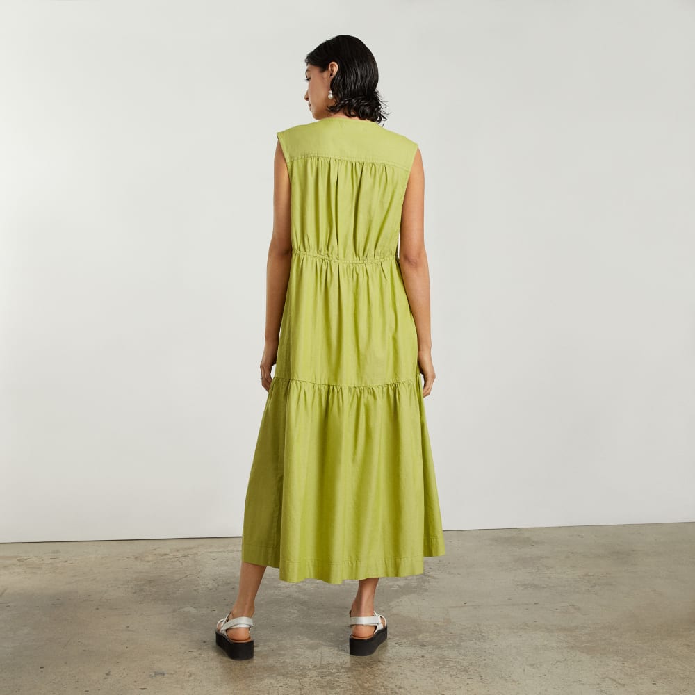 The Tiered Midi Dress in Pepper — detail view