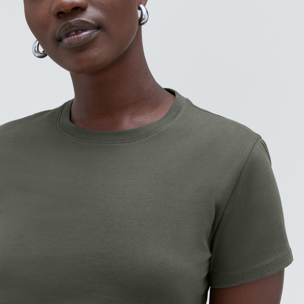 The Box-Cut Tee in Essential Cotton in Kambaba — detail view