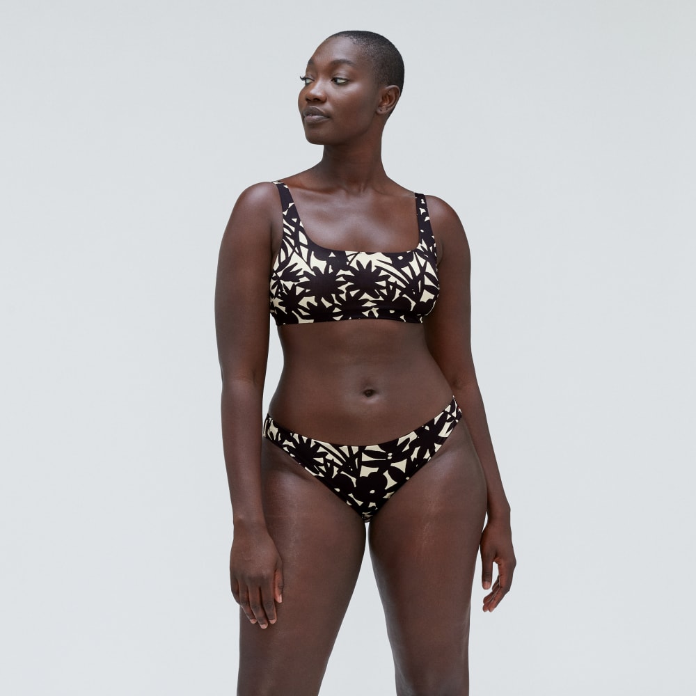 The Bikini Bottom in Black / Canvas Floral — detail view