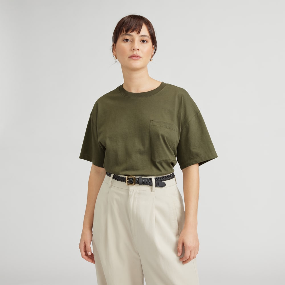 The Organic Cotton Relaxed Pocket Tee in Kalamata — front view