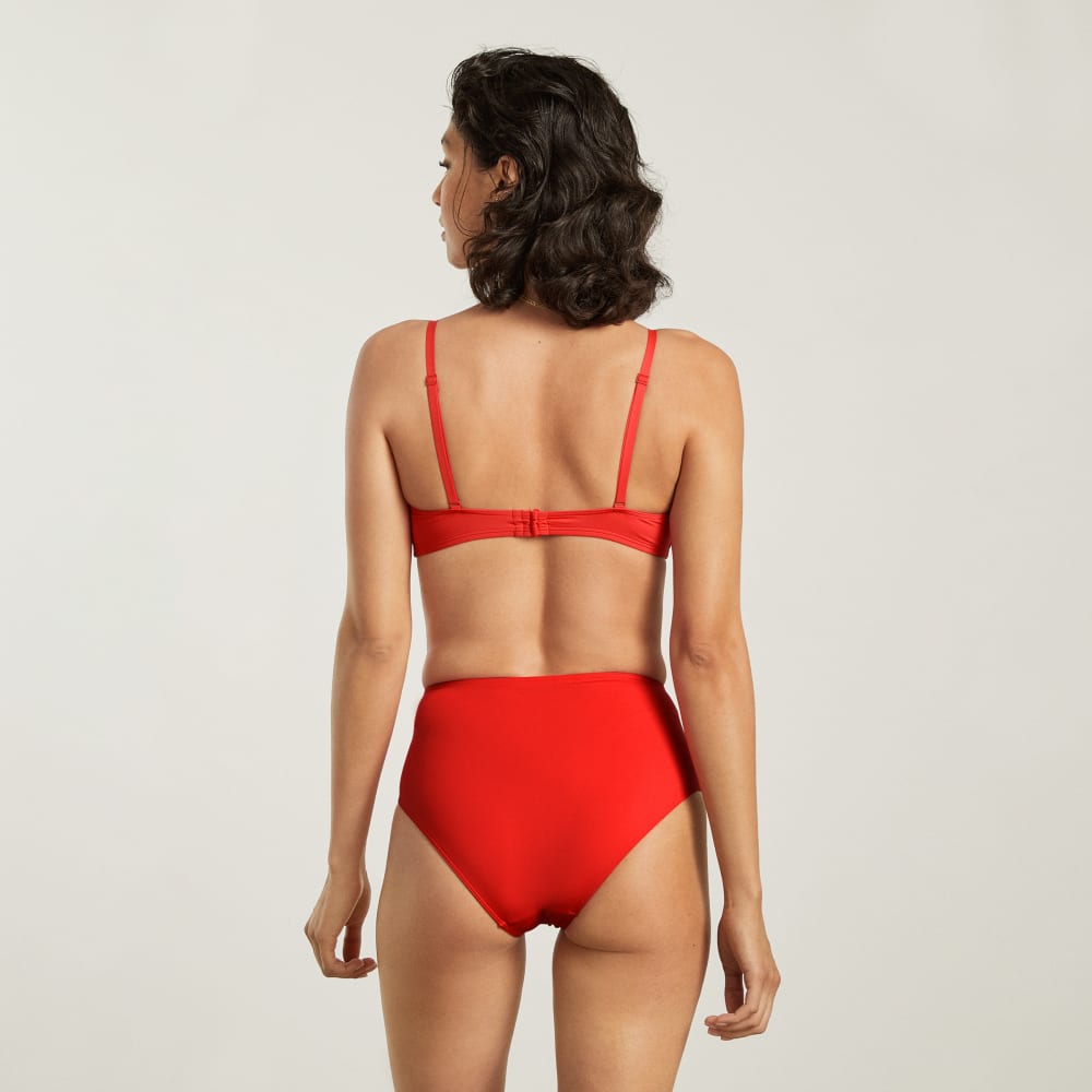 The High-Rise Hipster Bottom in Bright Red — detail view