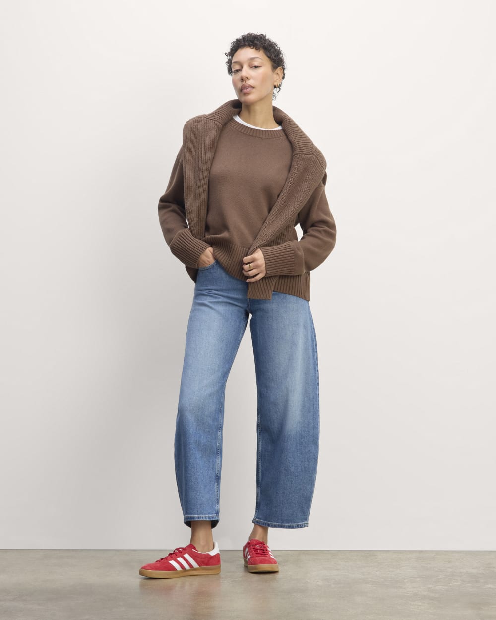 The Boxy Sweater in Everyday Cotton in Cocoa — alternate view