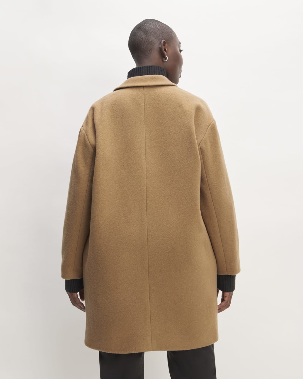 The Italian ReWool® Cocoon Coat in Camel — detail view