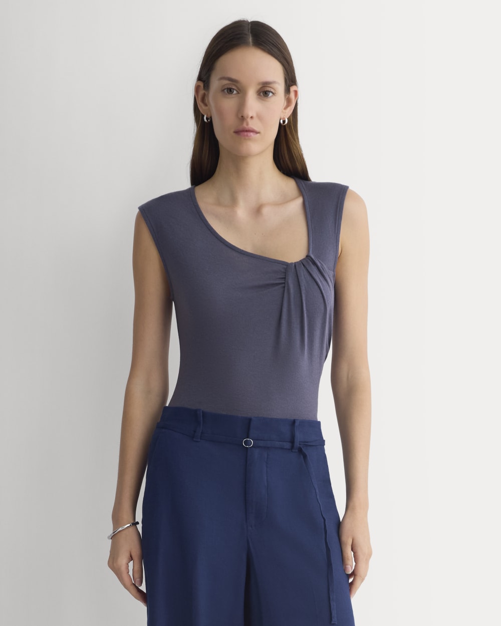 Asymmetrical Top in Butterluxe in Graystone — front view