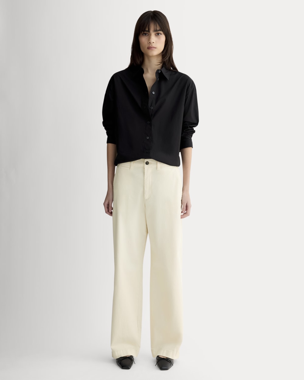The Wide-Leg Chino in Birch — front view