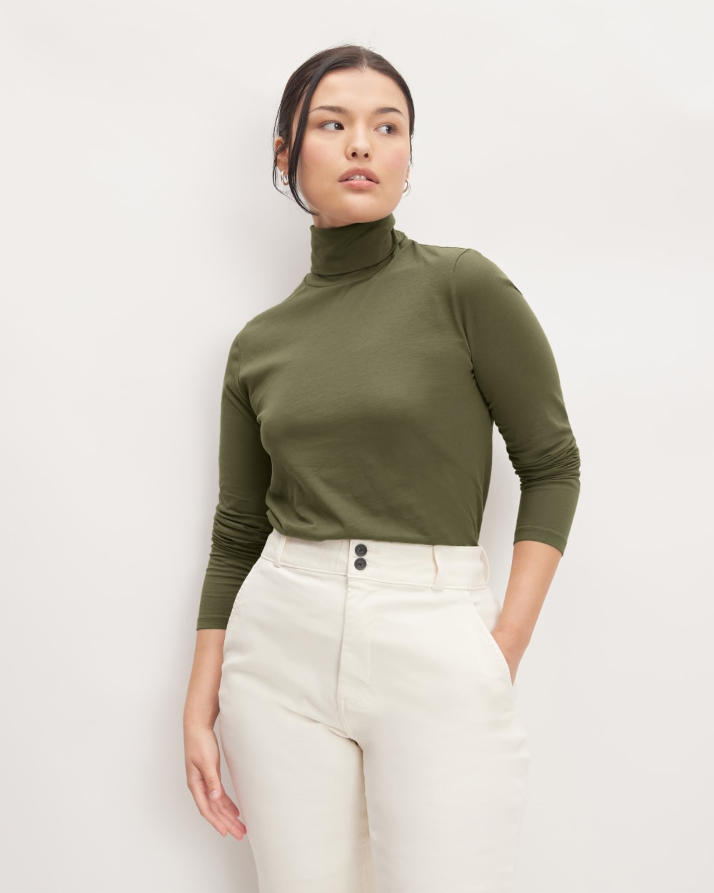 The Organic Cotton Turtleneck in Kalamata — front view