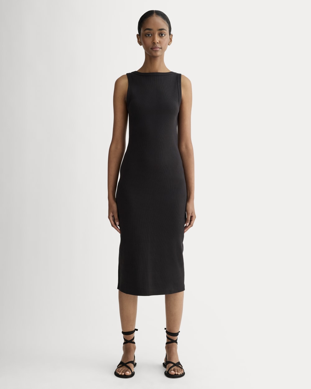 The Selfie Tank Dress in Black — front view