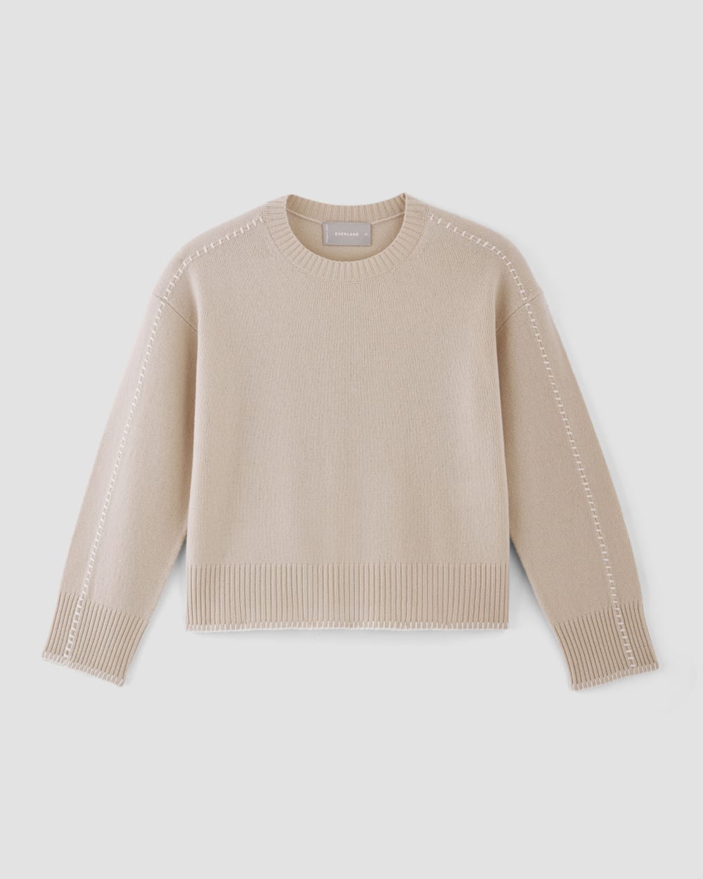 The Good Merino Wool Crewneck Sweater in Buttermilk / White — alternate view