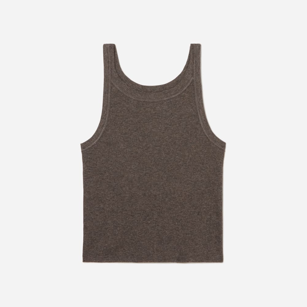 The Pima Micro-Rib Short Tank in Heathered Fatigue — front view