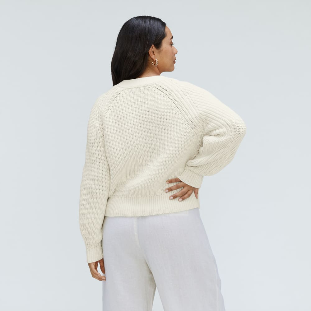 The Texture Cotton Cardigan in Canvas — detail view