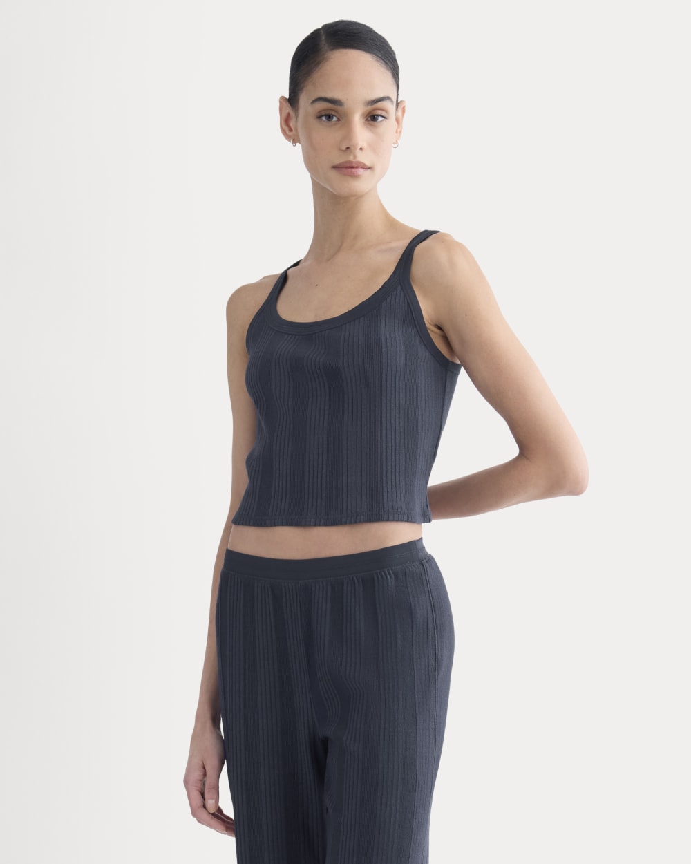 Lounge Rib Tank in Navy — front view