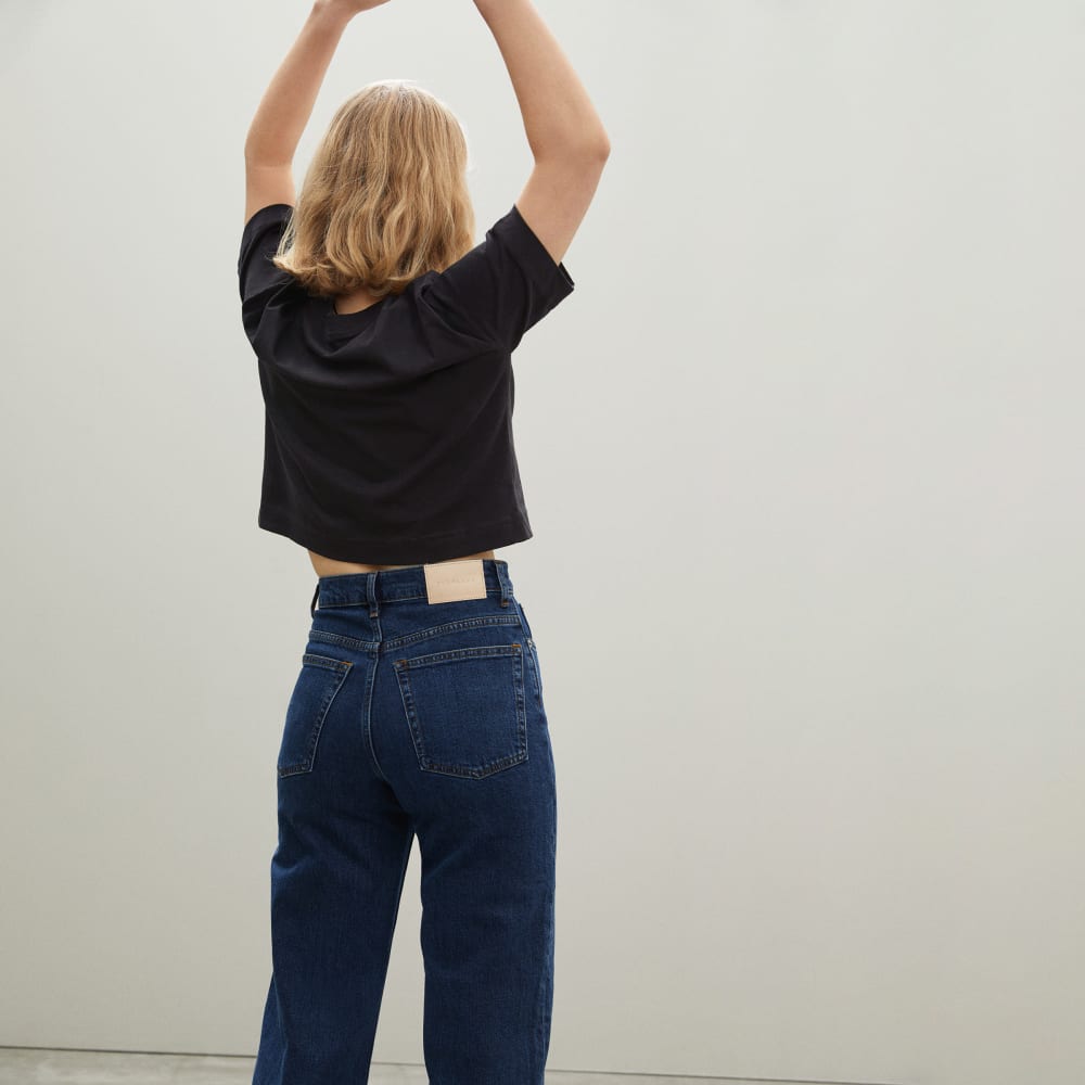 The Organic Cotton Cropped Tee in Black — detail view