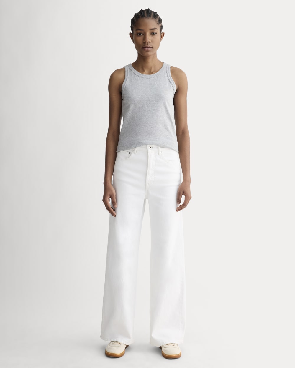 The Tank in Essential Cotton in Heathered Grey — detail view