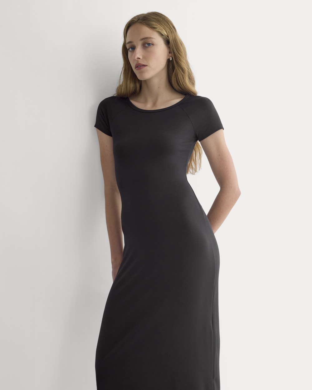 Raglan Midi Dress in Black — detail view
