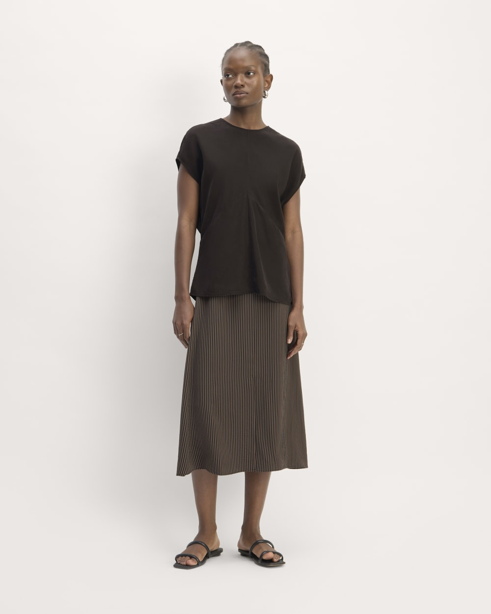 The Drape Top in Butterlite in Black — detail view