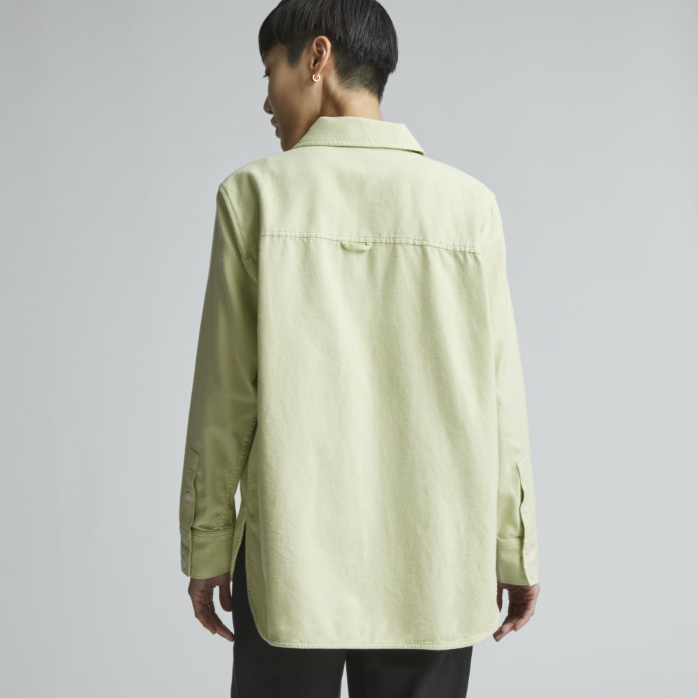 The Classic Cotton Flannel Shirt in Seafoam Green — detail view