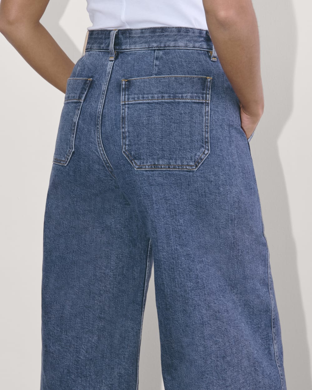 The Denim Culotte in New Blue — detail view