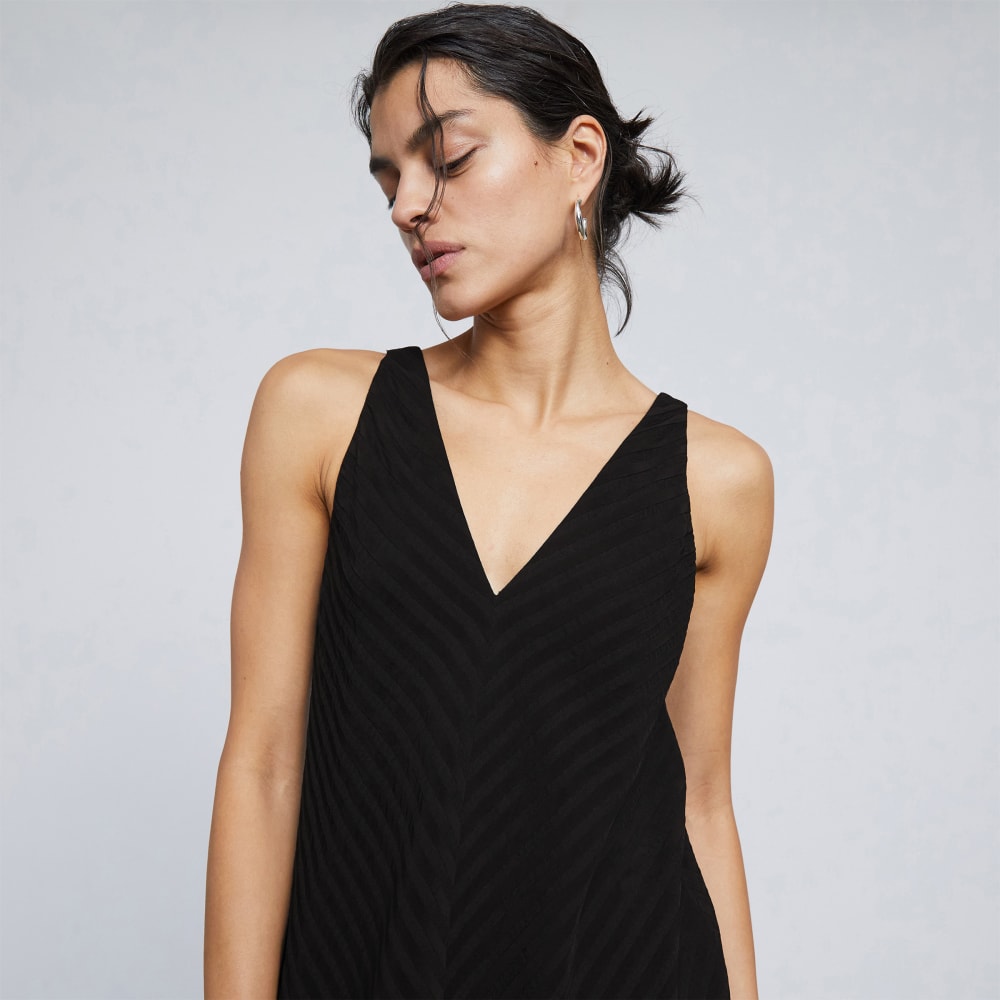 The City Stripe Midi Dress in Black — detail view